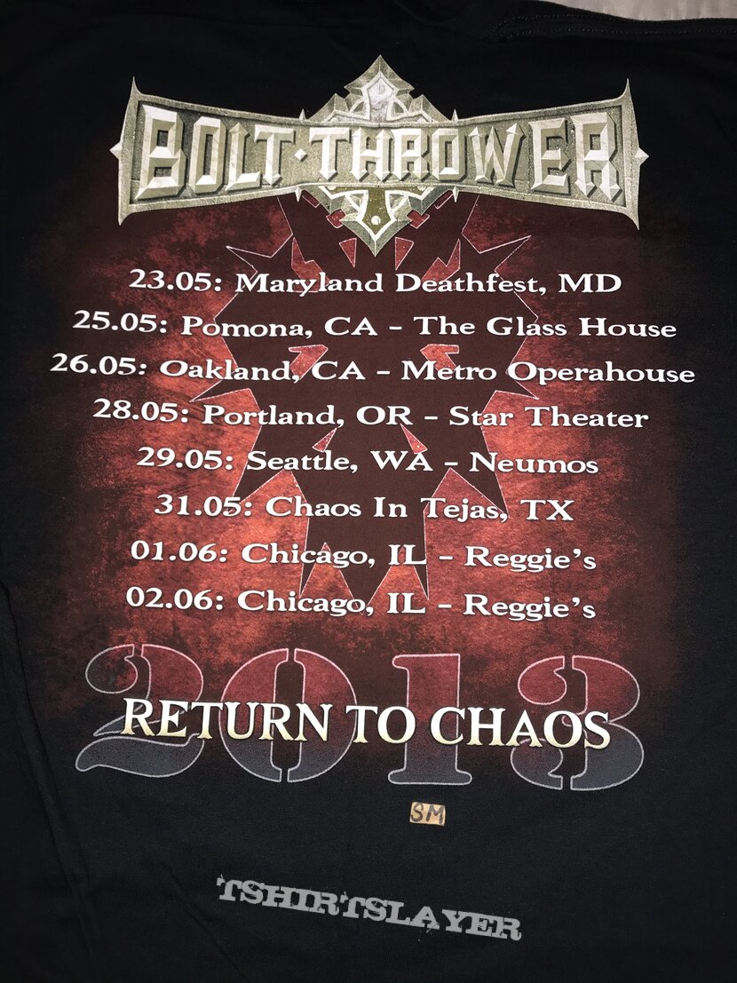 Bolt Thrower Return To Chaos North American mini tour shirt 