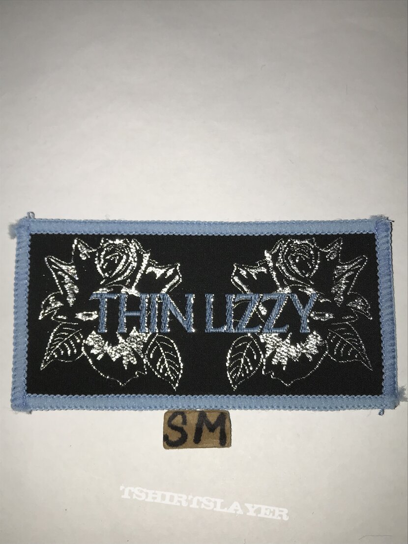 Thin Lizzy mini strip patch light blue border | TShirtSlayer TShirt and ...