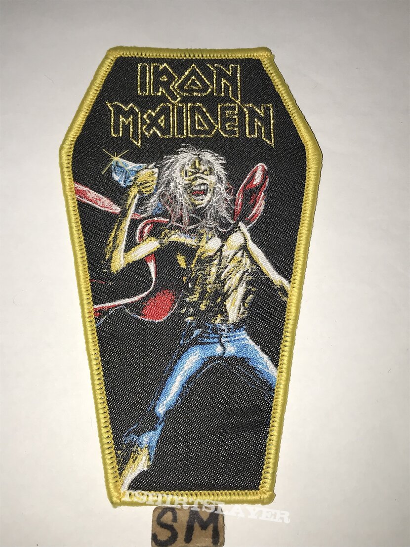 Iron Maiden Phantom Of The Opera coffin patch yellow border 