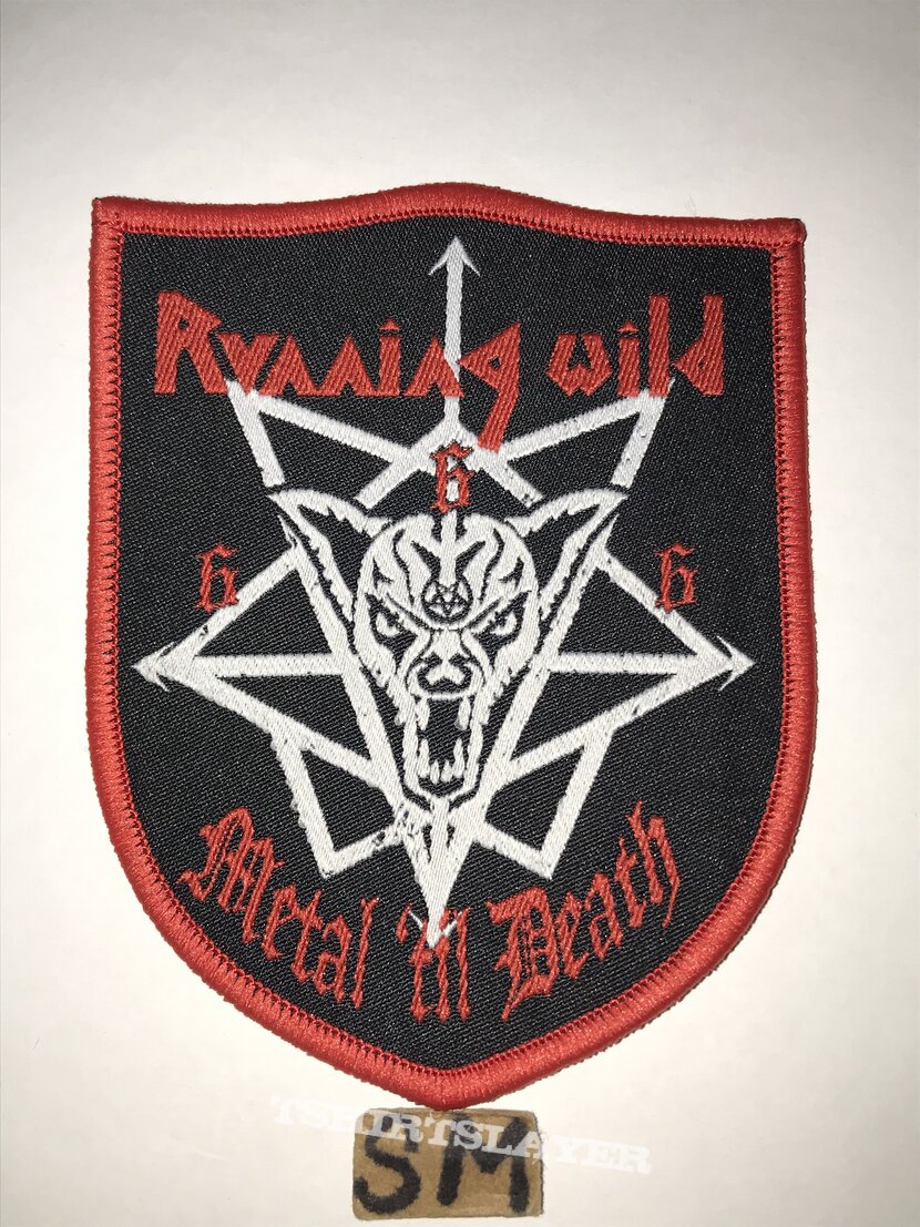 Running Wild Metal ‘til Death shield patch red border 