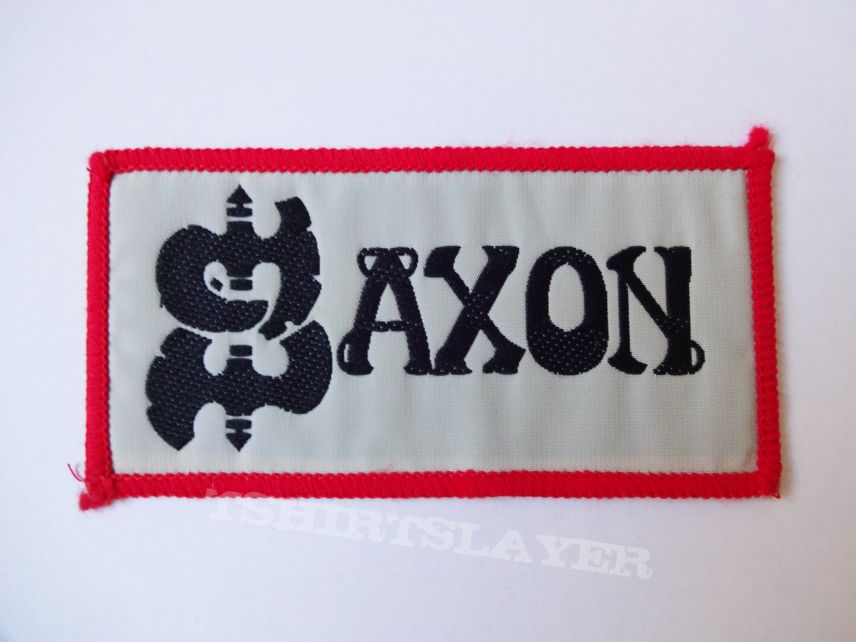 Saxon vintage logo patch red border 