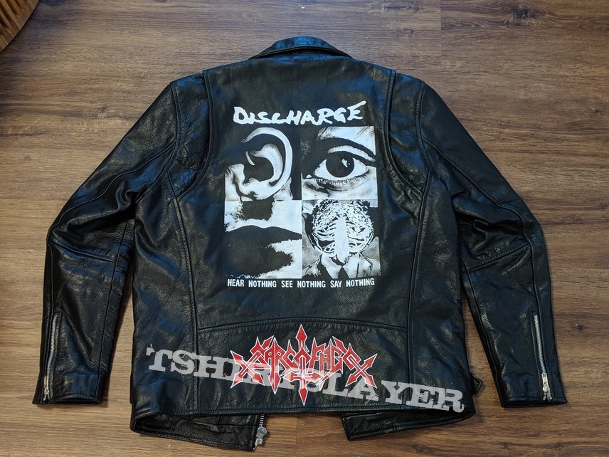 Discharge Hand Painted Leather Jacket