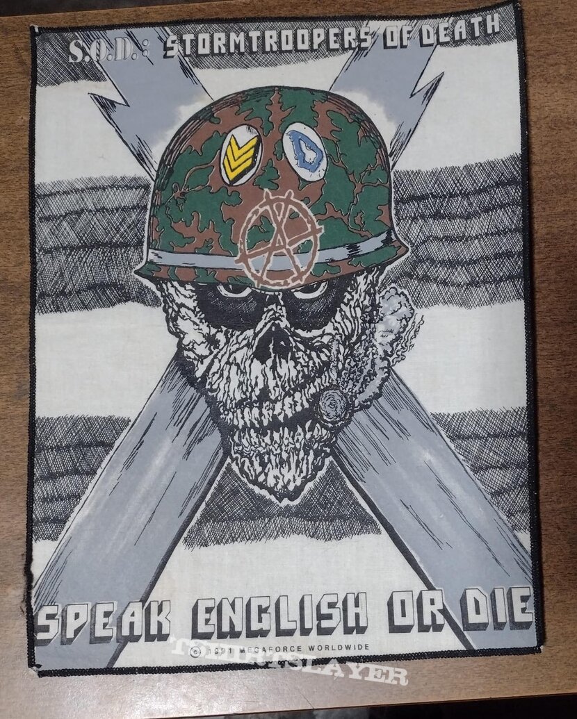 S.O.D.  - Speak English Or Die 1991 Backpatch