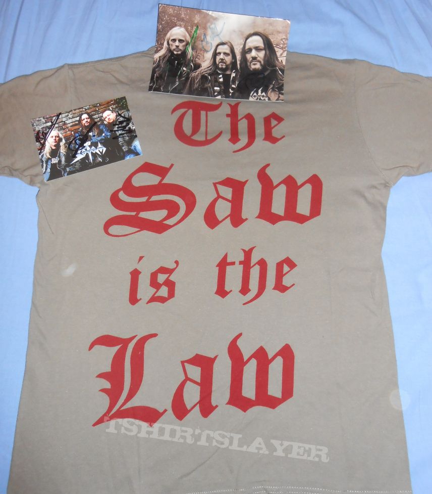Sodom signed t-shirt - &quot;The saw is the law&quot;