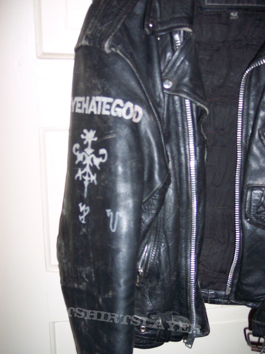 Slayer leather jacket with spikes 