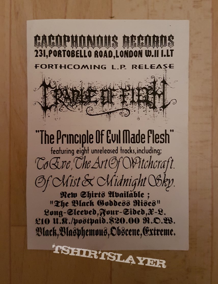 Cradle Of Filth old flyers