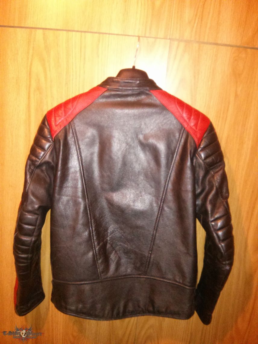 - Real 80s vintage black and red biker Leather Jacket 46 S