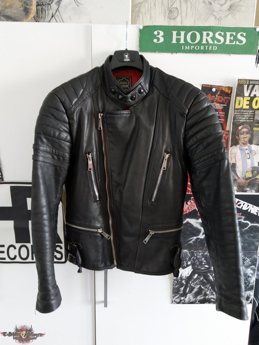 None Vintage 80s biker leather jacket