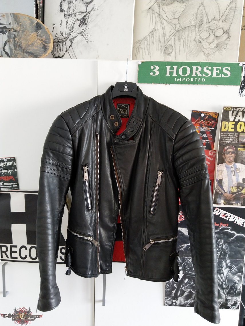 None Vintage 80s biker leather jacket