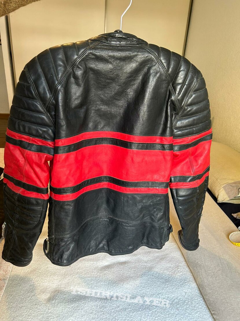 RIB French motorcycle leather jacket size S black and red RIB French motorcycle leather jacket size S black and red