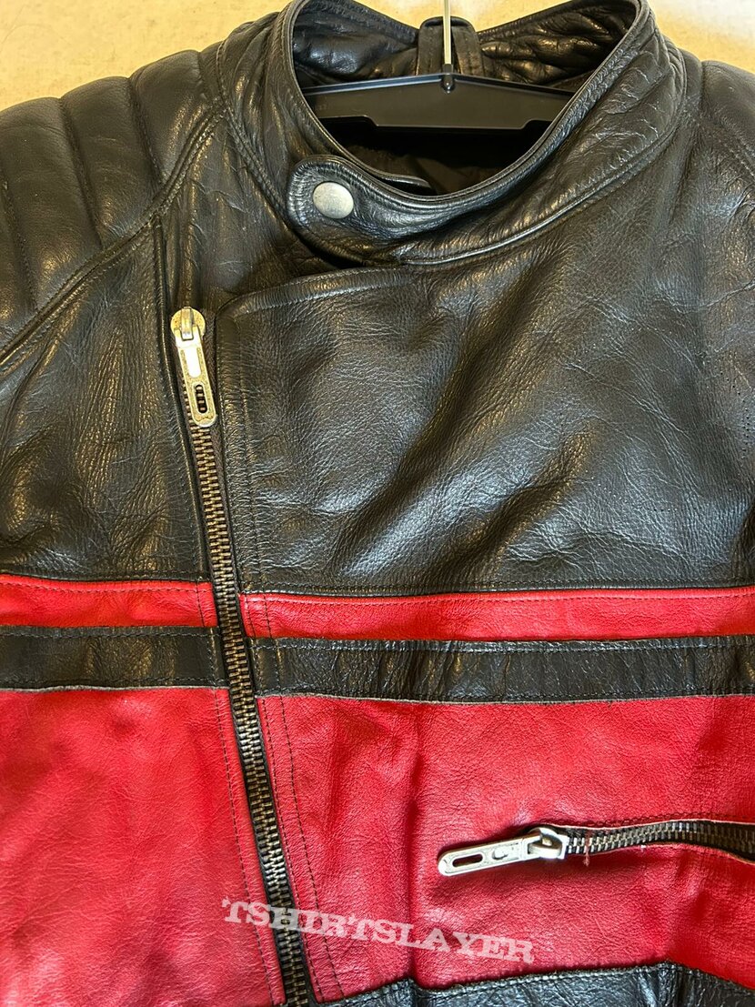 RIB French motorcycle leather jacket size S black and red RIB French motorcycle leather jacket size S black and red