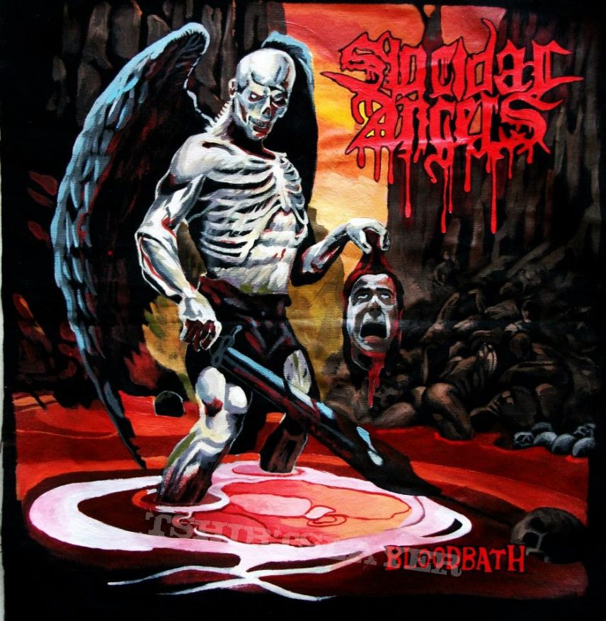 Suicidal Angels Handpainted back patch made by Oldschool Crew