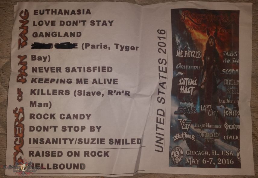 Tygers of Pan Tang Setlist