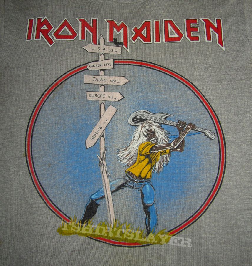 IRON MAIDEN 1982 The Beast At Reading and The USA T-shirt (grey