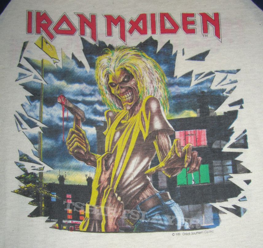Iron Maiden Killers World Tour 1981 T-jersey (blue &amp;white) 