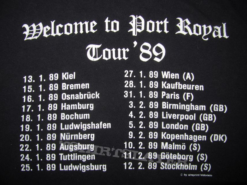 Running Wild Welcome To Port Royal Tour &#039;89 T-shirt  