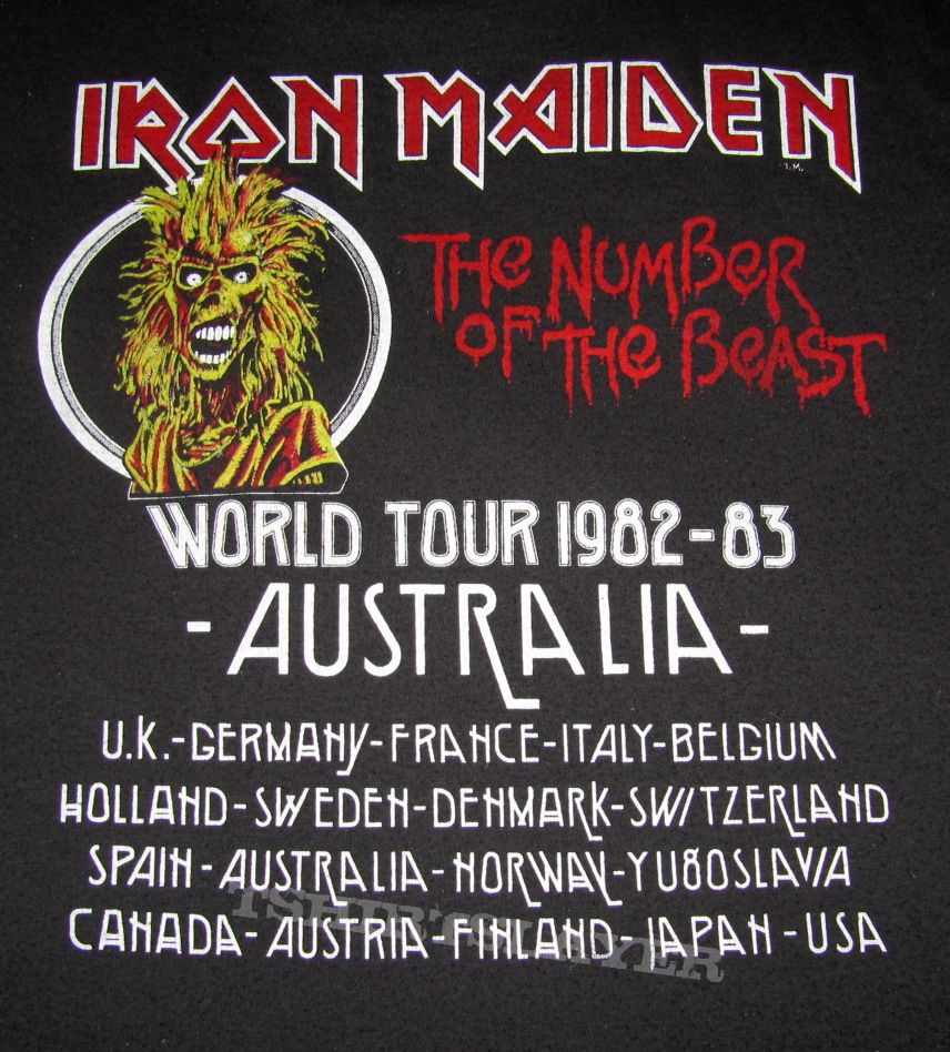 IRON MAIDEN Unleashed The Beast Australian Tour 82 T-shirt IRON MAIDEN Unleashed The Beast Australian Tour 82 T-shirt