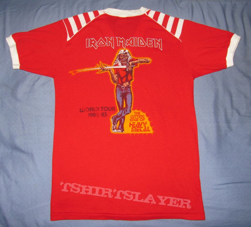 IRON MAIDEN Cutting Edge of Heavy Metal Football-shirt (red) 1982 ...