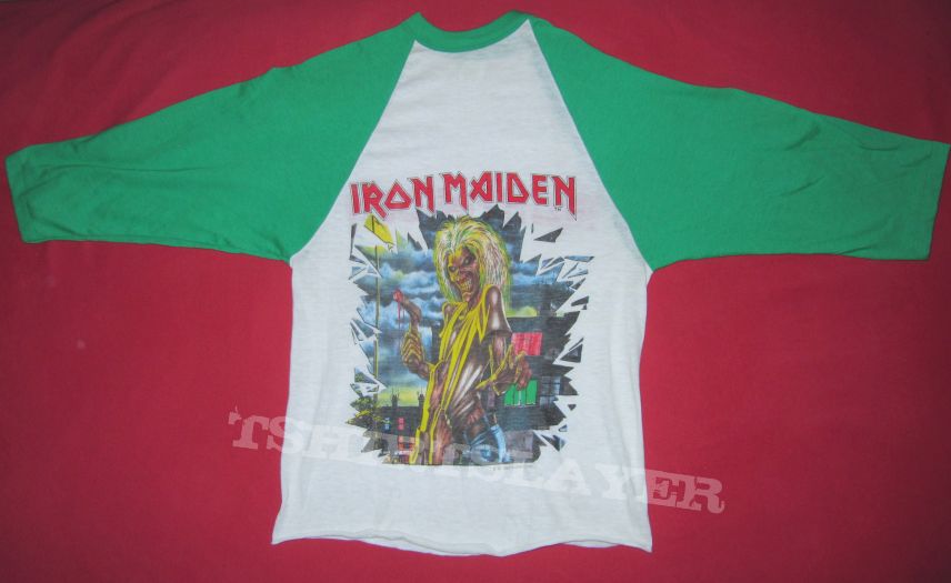 Iron Maiden Killers World Tour 1981 T-jersey (green &amp; white)