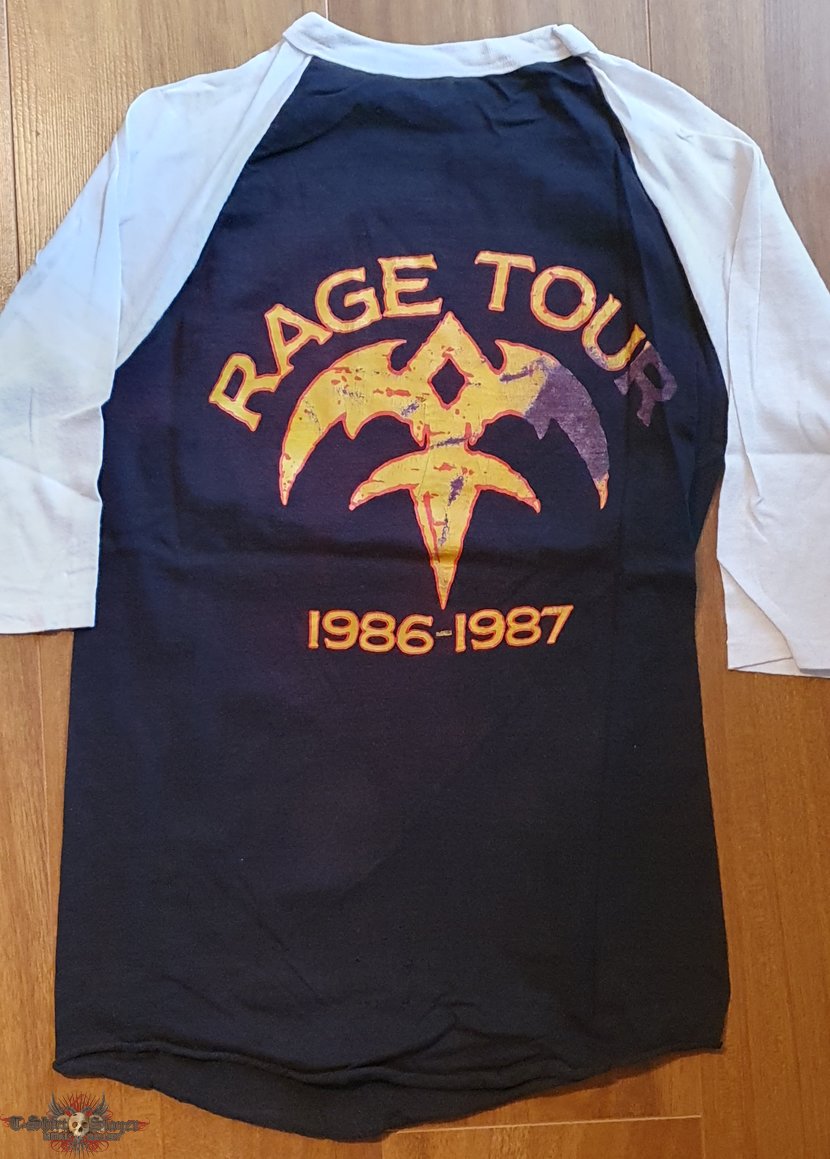 Queensryche - Rage for order - official tourshirt - 3/4 sleeves - Rage Tour  1986-1987 backprint in yellow