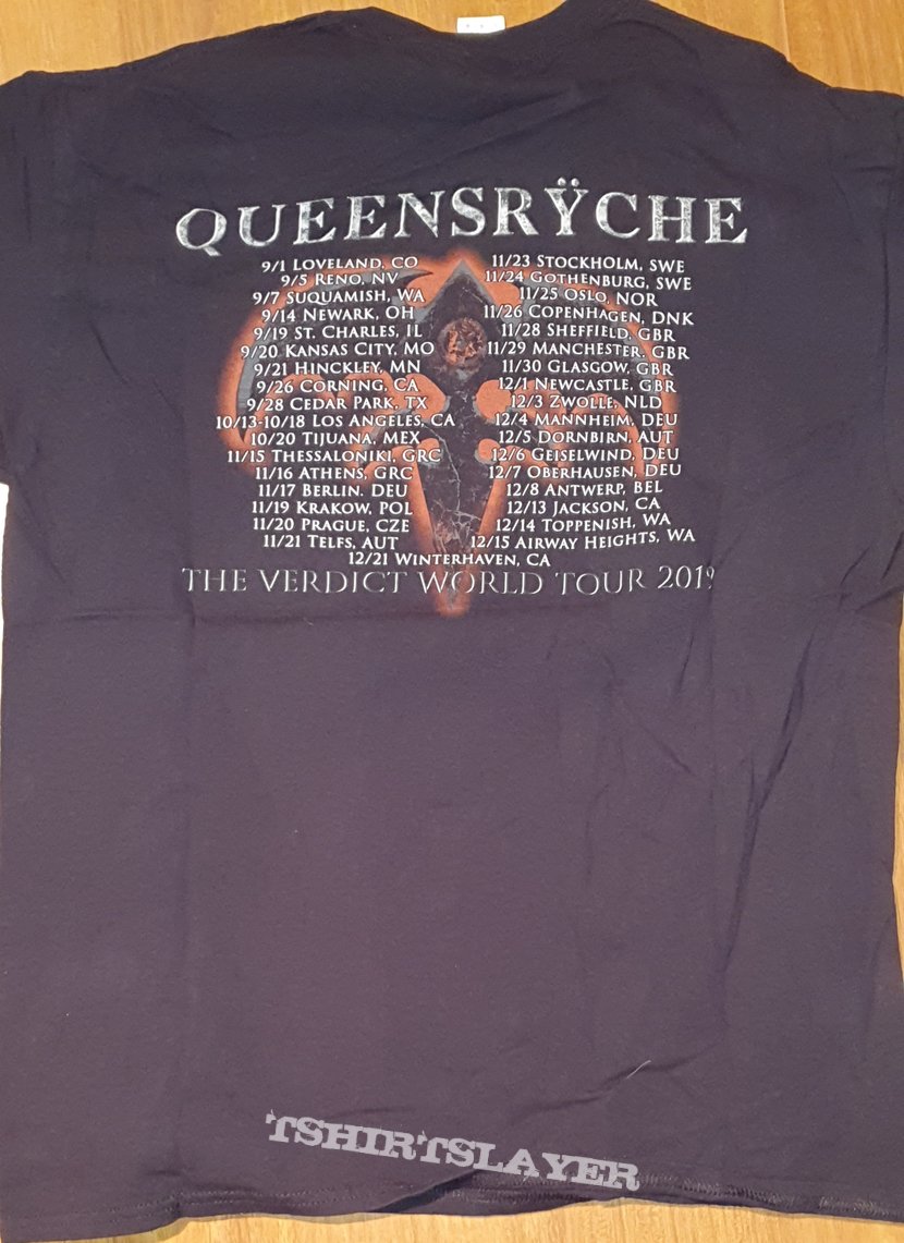 Queensryche - The verdict - USA/Europe tour 2019, Loveland-Winterhaven dates, official shirt