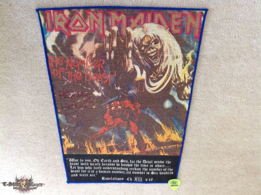 Iron Maiden - The Number Of The Beast - Black Version - Gold Logo - Vintage Back Patch - # 3