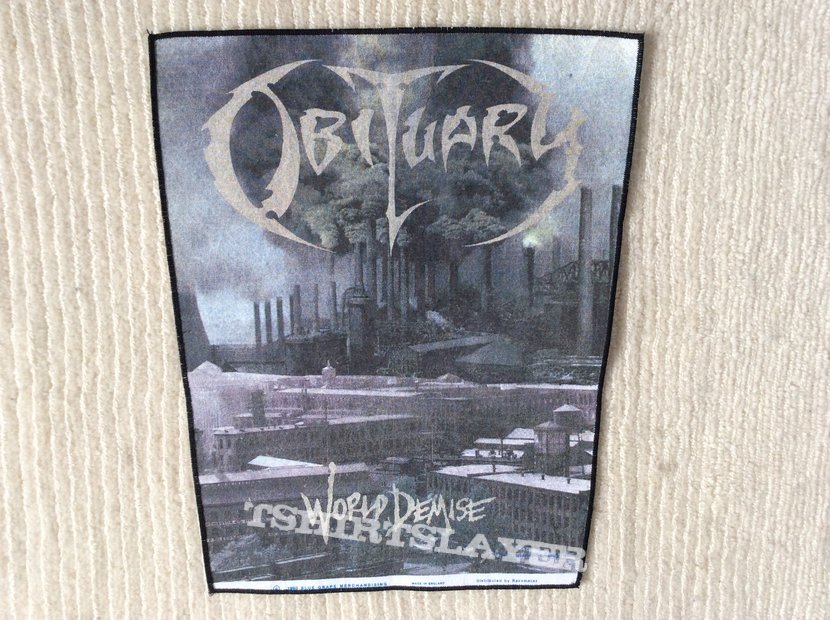 Obituary - World Demise - 1993 Blue Grape Merchandising - Razamataz - Back Patch Obituary - World Demise - 1993 Blue Grape Merchandising - Razamataz - Back Patch
