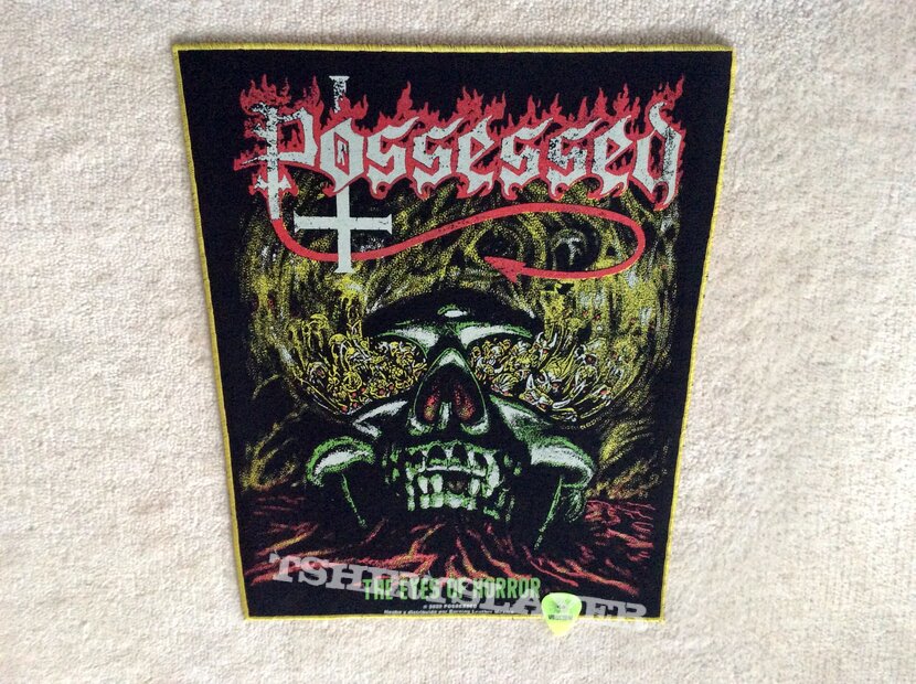 Possessed - The Eyes Of Horror - 2020 Possessed Burning Leather Backpatch - Yellow Border