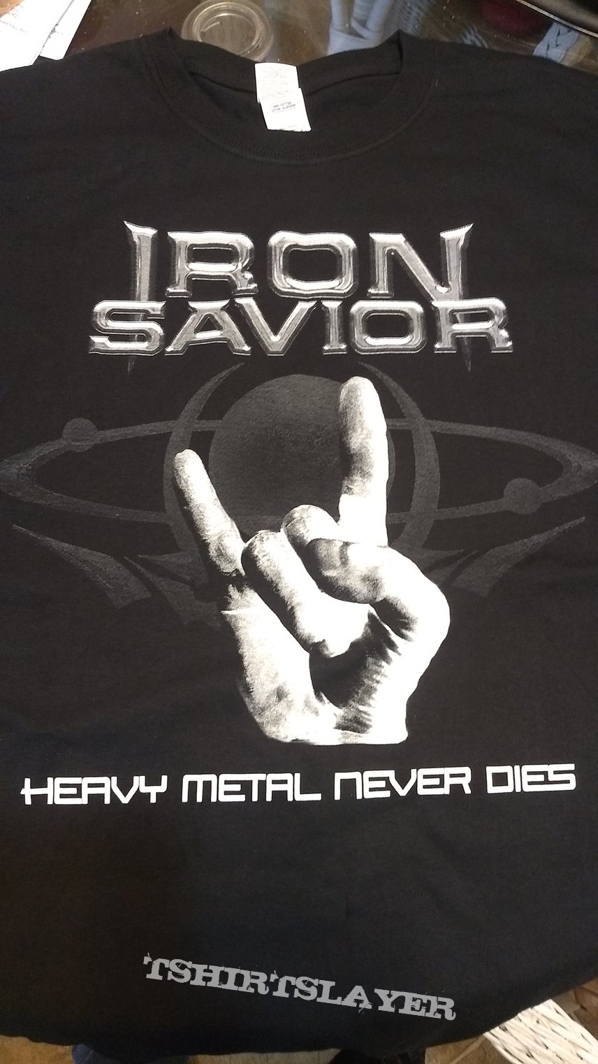 Iron savior heavy metal never dies shirt L