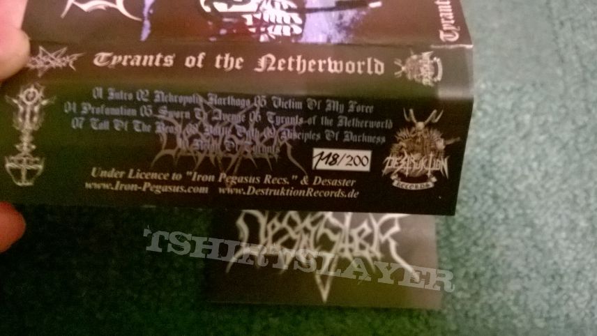 Desaster Tyrants of the Netherworld signed tape with sticker