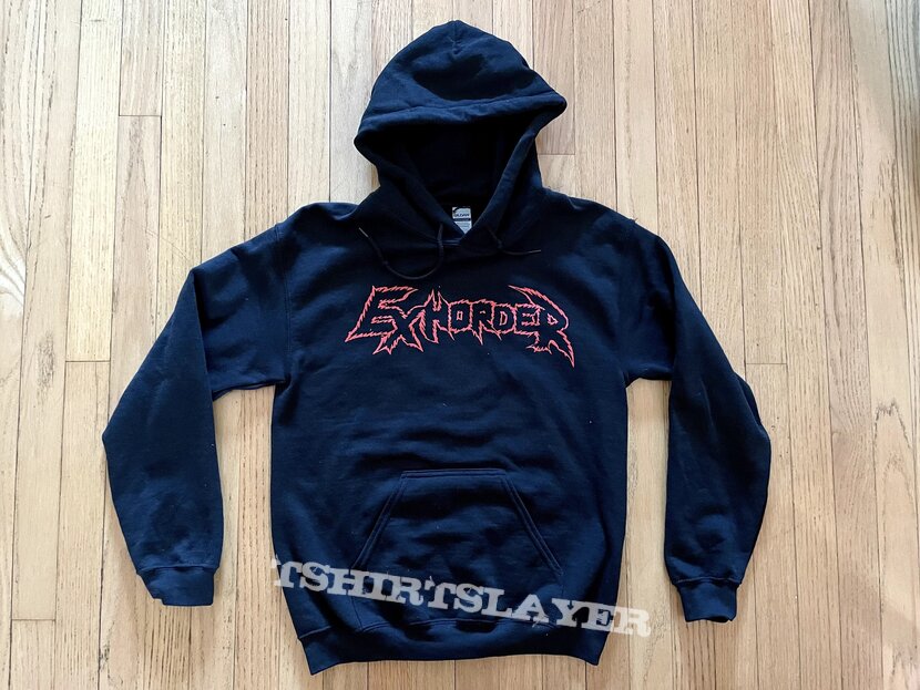 Exhorder Logo Hoodie Sweater with Slaughter in the Vatican Artwork on Back