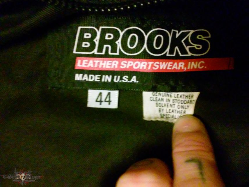 brooks center zip leather jacket 