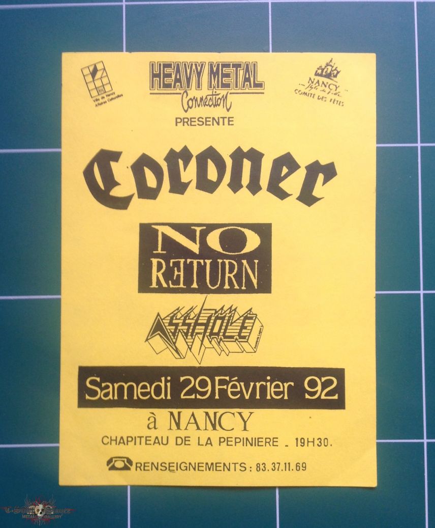 Coroner gig flyer Coroner gig flyer