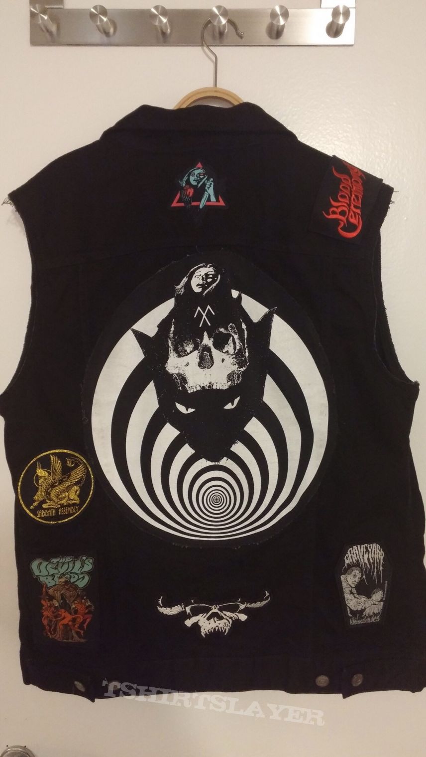 Tribulation Patch vest with a bunch of occult rock/metal/stoner bands