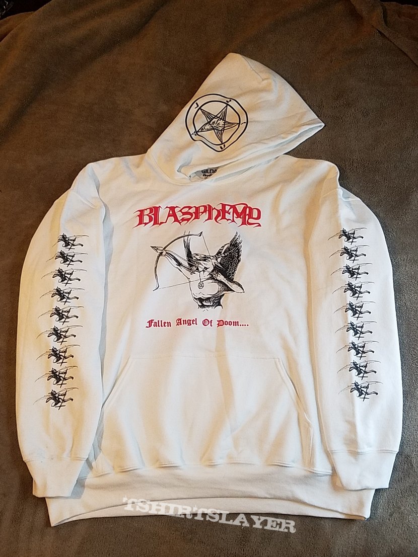 Blasphemy - Fallen Angel of Doom white hoodie | TShirtSlayer