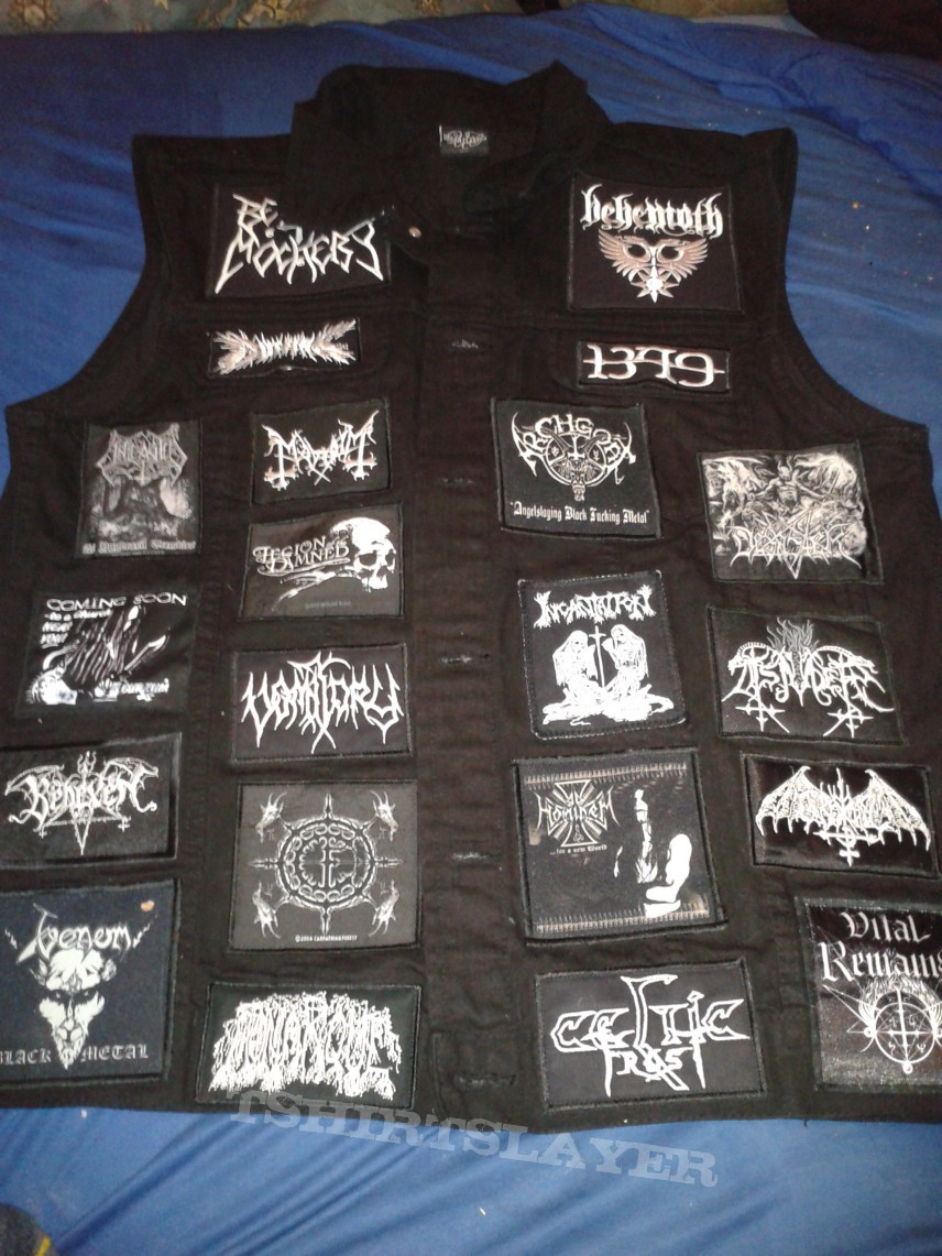 Behemoth my new black/death metal jacket black with white patches ...