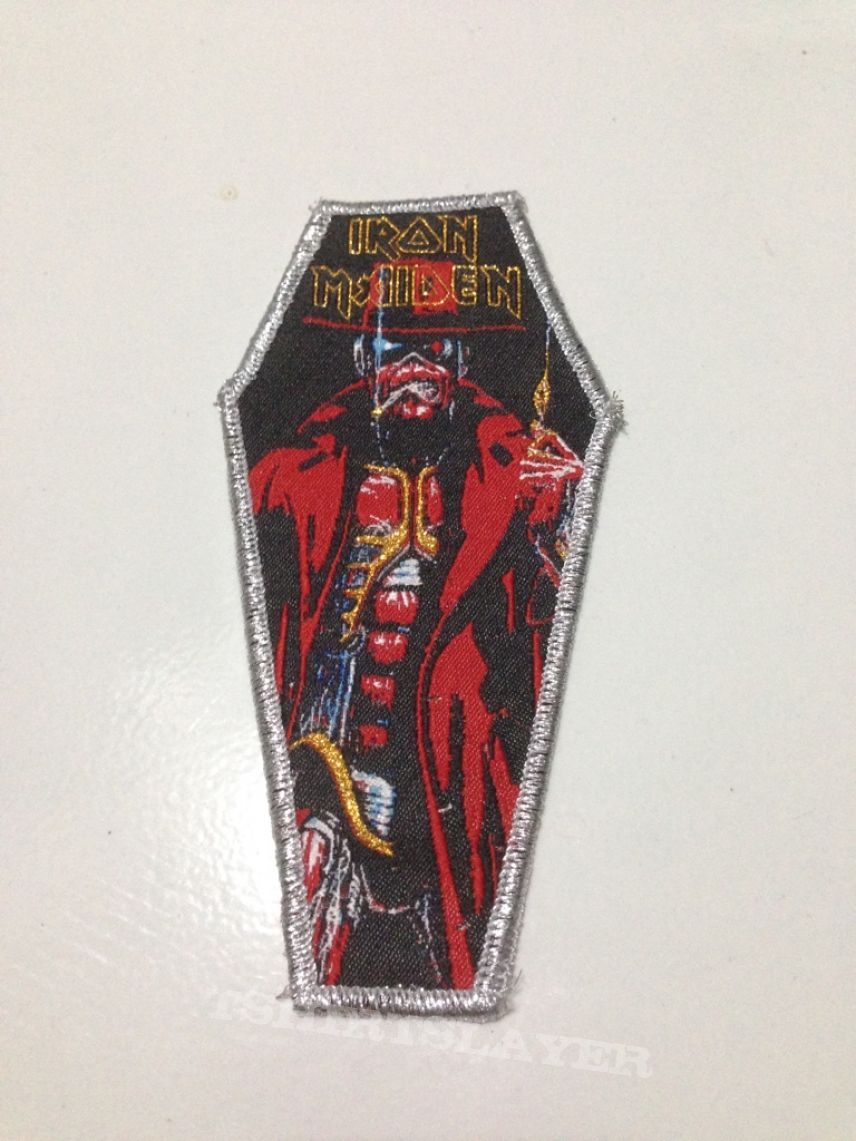Iron Maiden &quot;Stranger In A Strange Land&quot; coffin patch silver border