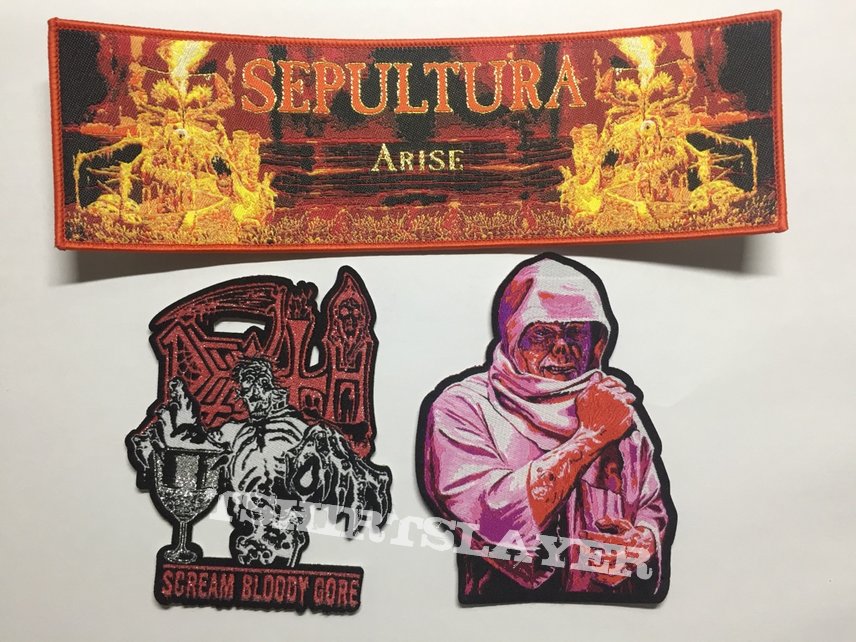 Sepultura Arise, Scream Bloody Gore &amp; Leprosy Woven Patches