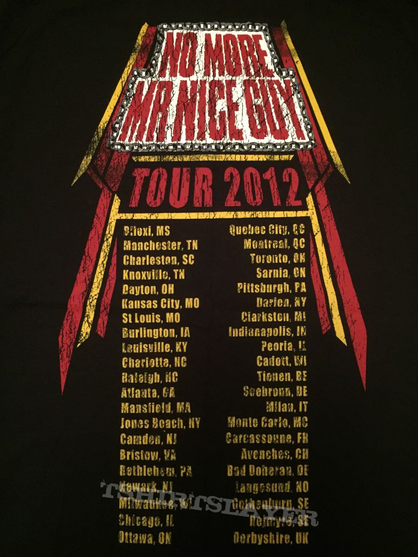 Alice Cooper - No More Mr. Nice Guy 2012 tour shirt