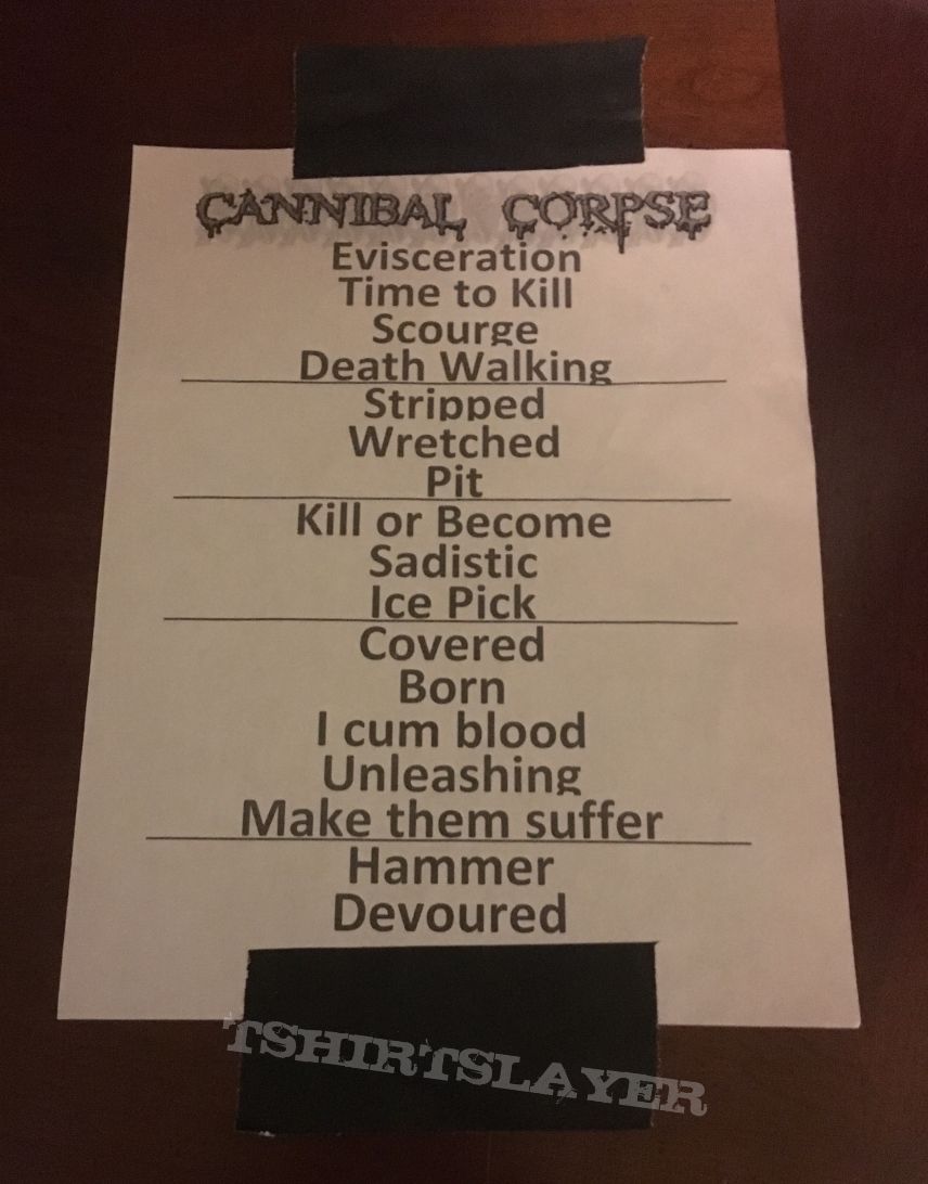 Cannibal Corpse Setlist | TShirtSlayer TShirt and BattleJacket Gallery