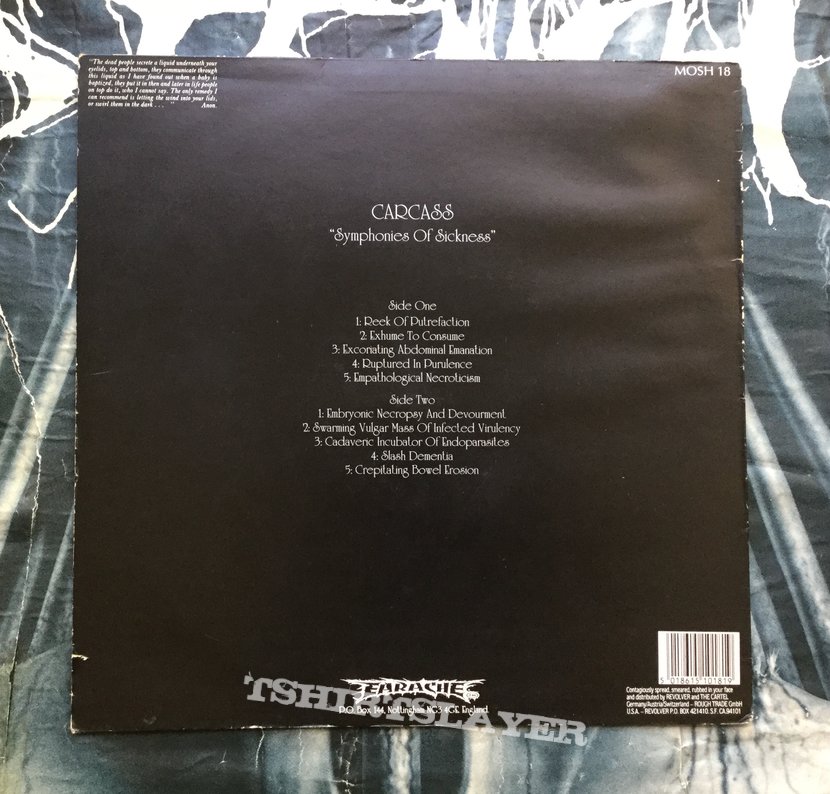 Carcass - Symphonies Of Sickness og vinyl (Red) & CD