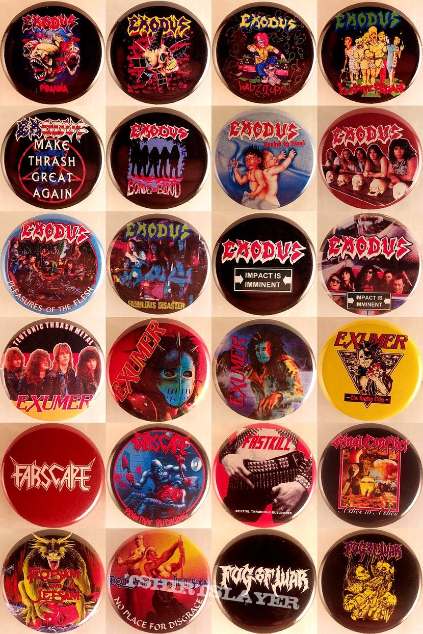 Accuser Thrash, Crossover Thrash, Death/Thrash, Speed Metal Badges