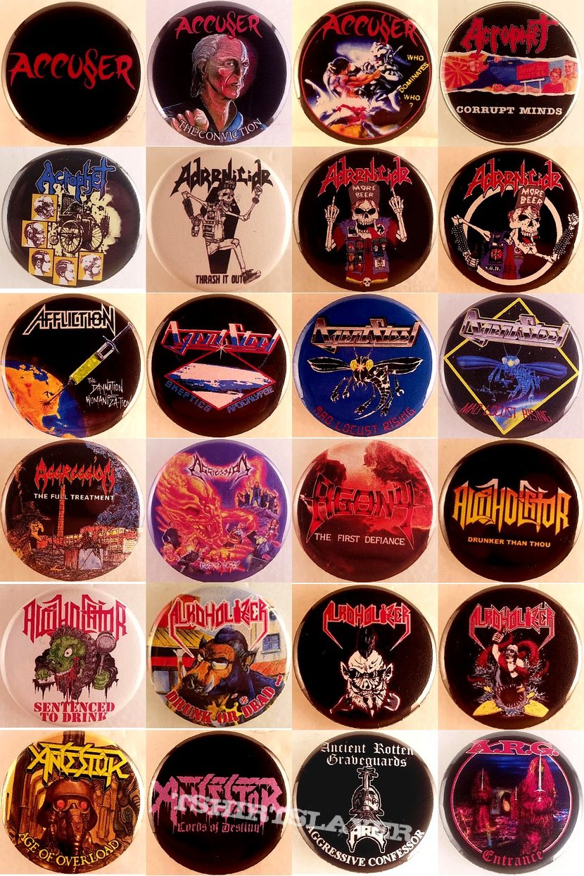 Accuser Thrash, Crossover Thrash, Death/Thrash, Speed Metal Badges