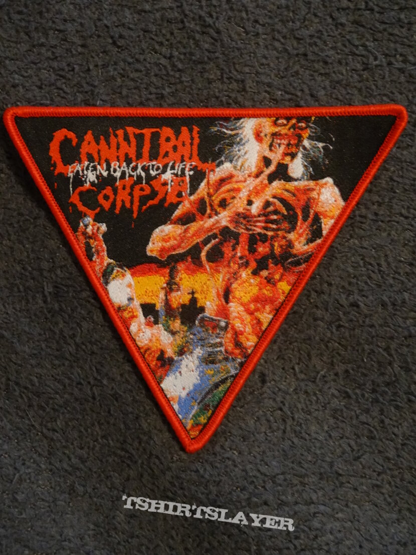 Cannibal Corpse - &quot;Eaten Back To Life&quot; Triangle Patch Red Border