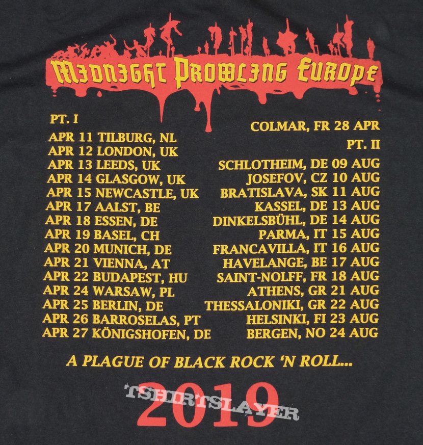 Midnight  - Midnight Prowling Europe 2019 Tour T-Shirt