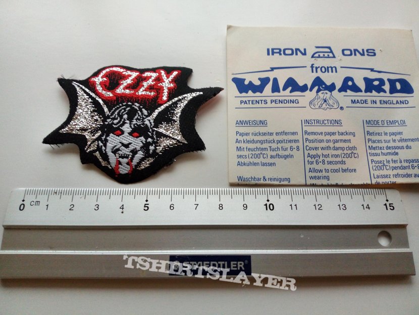 Ozzy Osbourne very rare  vintage 80&#039;s patch 43 shaped silver printed