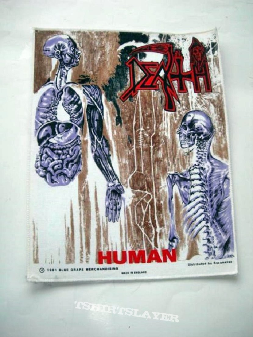 DEATH human 1991 vintage back patch  white border brandnew and original blue grape bp300