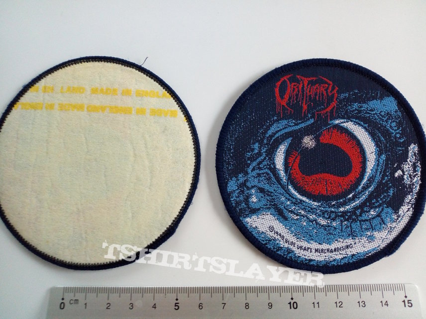 OBITUARY VINTAGE new patch o48 1990 original cause of death round 10cm