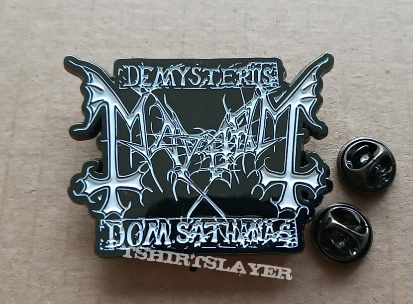 Mayhem  De Mysteriis Dom Sathanas  shaped pin badge n3