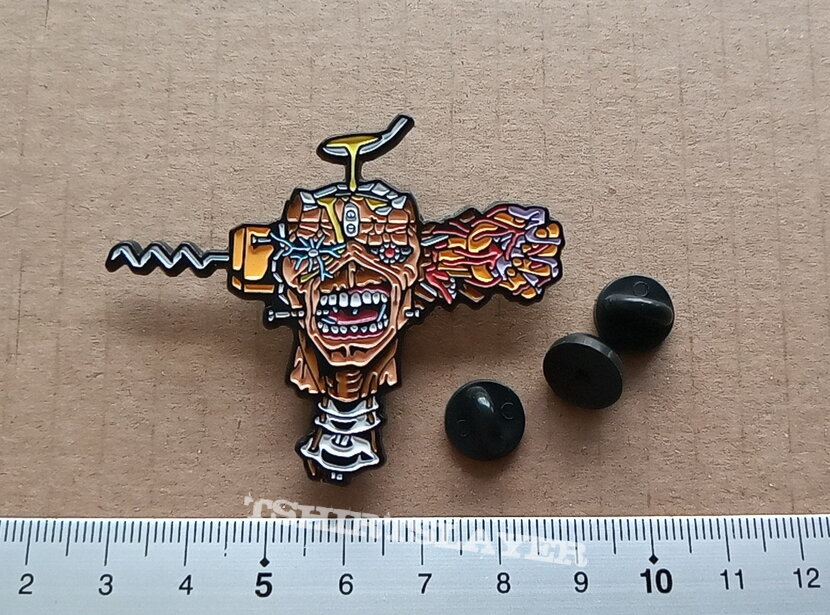 Iron Maiden shaped can i play with madness pin badge